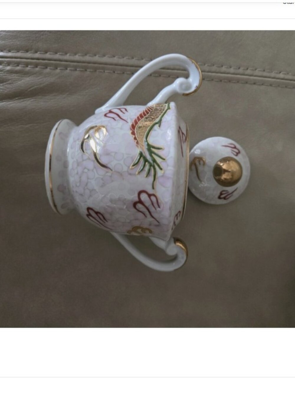 Tea Set Porcelain hand-painted dragon pattern in raised paint Made in Japan - Picture 10 of 11